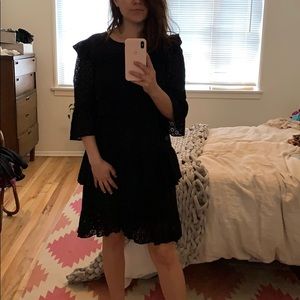 Madewell Black Tiered Eyelet Dress